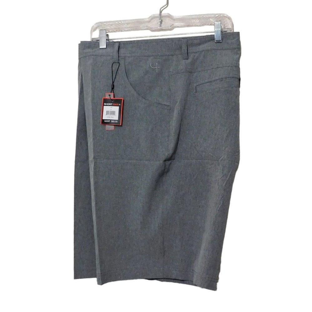 Short Par 4 Golf Shorts Mens 44 Actual W 46 Gray Flat Front Polyester Blend NEW